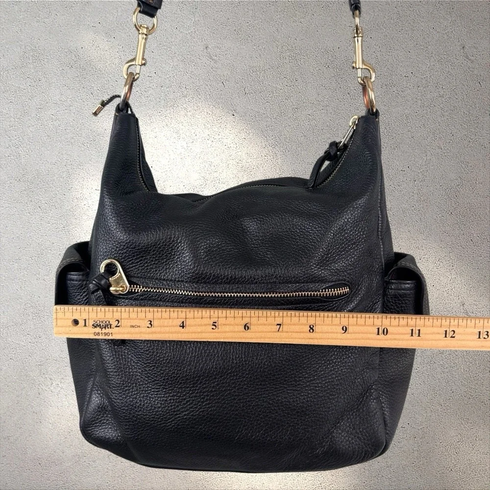 Coach 6152 Pennie Black Pebbled Leather Hobo Crossbody Bag Gold Hardware Purse